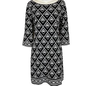White House Black Market Womens Stretch Jersey Knit Sheath 3/4 Sleeve Dress M